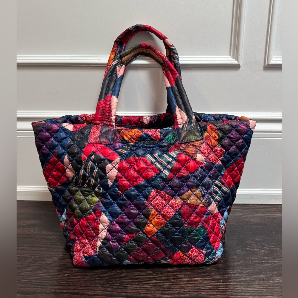 MZ Wallace Quilted Patchwork Tote in Red, Navy, Pink, Green, Purple